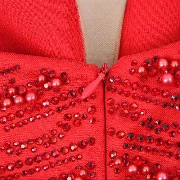 Dressing Room style# 1878 Deep-V Beaded Bodice Dress With Train - Women's Size 1 - Picture 10 of 12